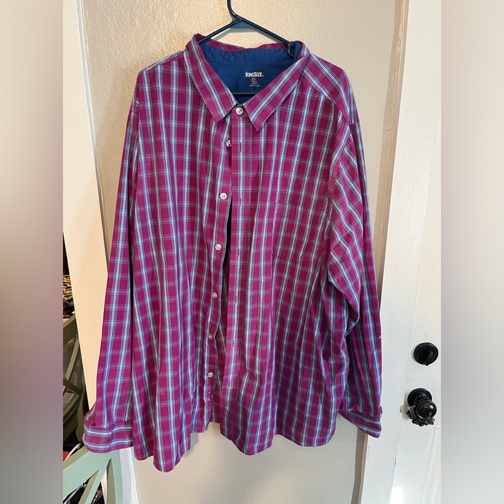 King Size 5XLT Purple Button Down Shirt